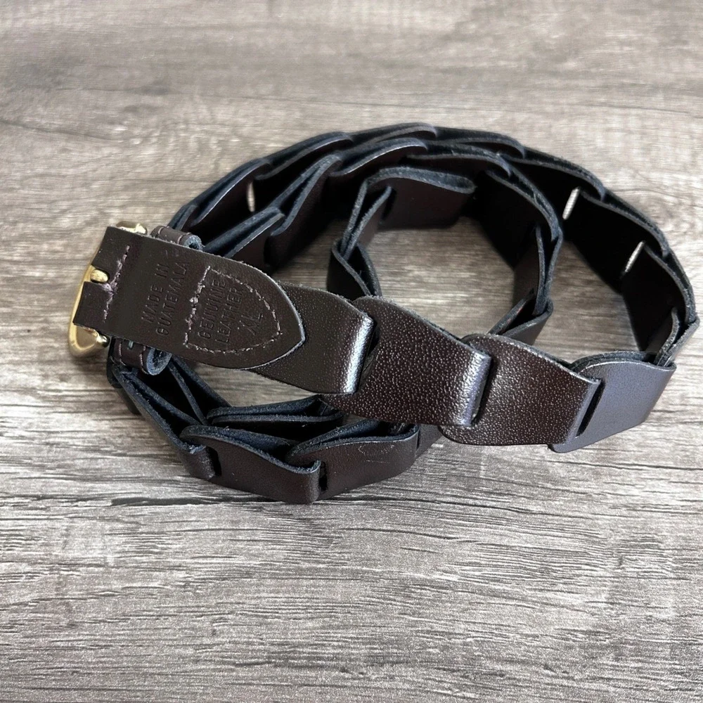 Leather Artisan Belt Mens XL Neutral Dark Brown Braided Earthy‎ Boho Western